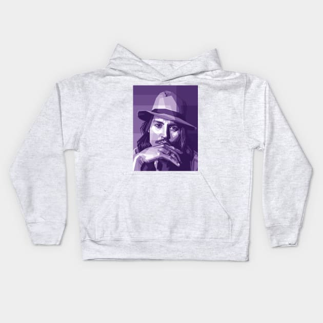 Johnny Depp Purple Kids Hoodie by lots of artWork